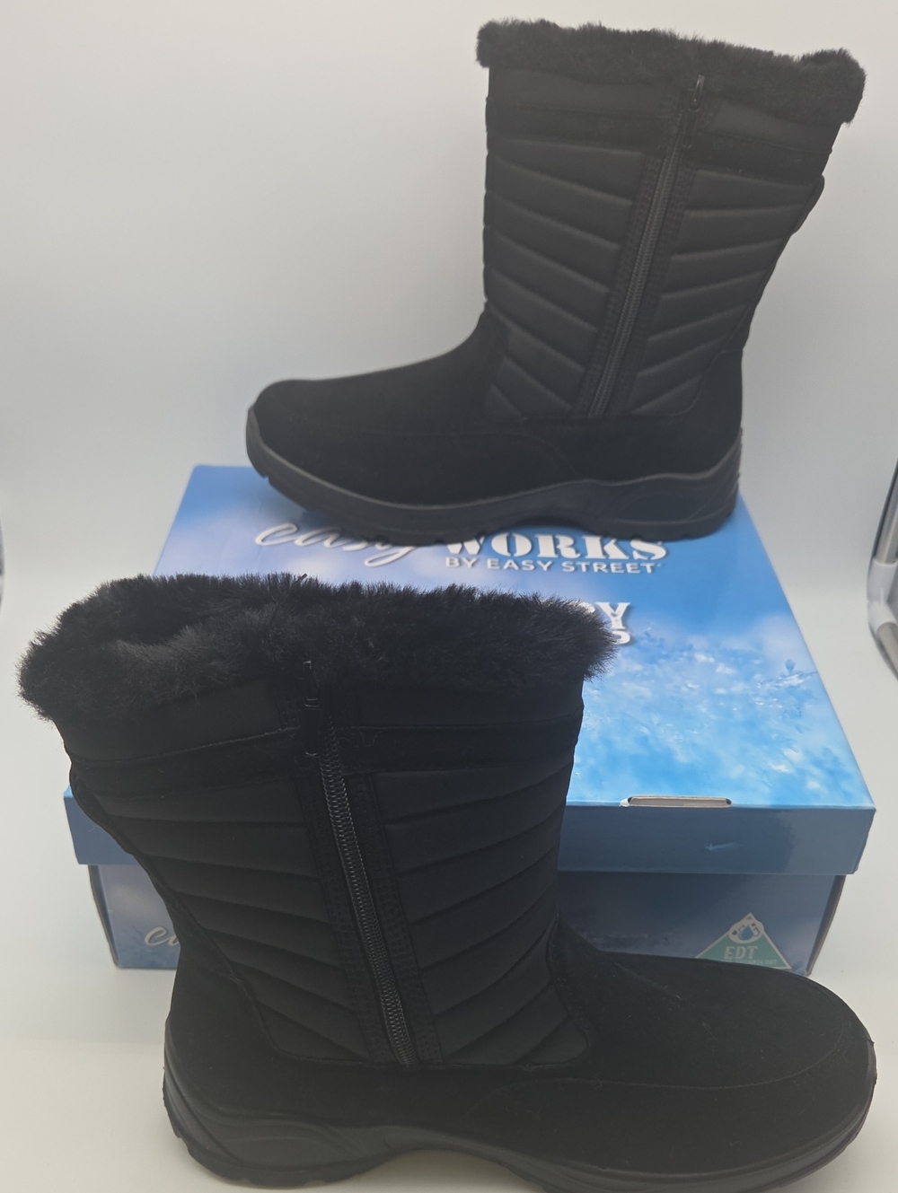 easy street Black Faux-Fur Winter Zip Boots